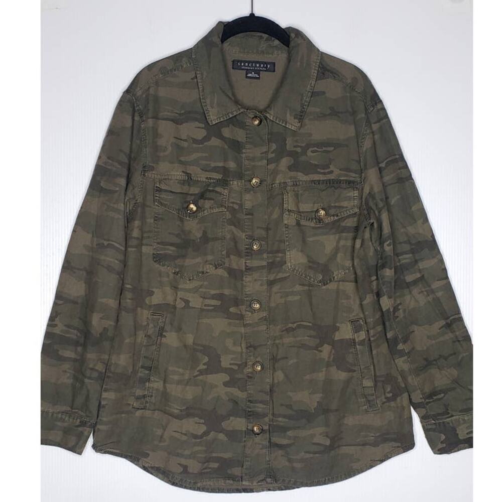 Sanctuary Standard Surplus Shacket Shirt Jacket Womens Small Camo Military Chore